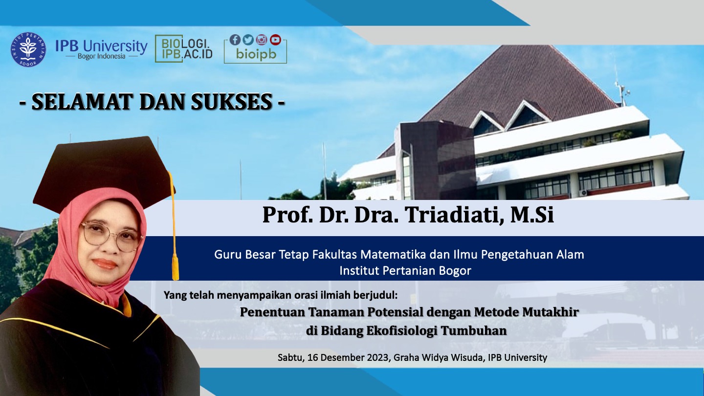 CONGRATULATIONS AND SUCCESS TO PROF. DR. DRA. TRIADIATI, M.SI